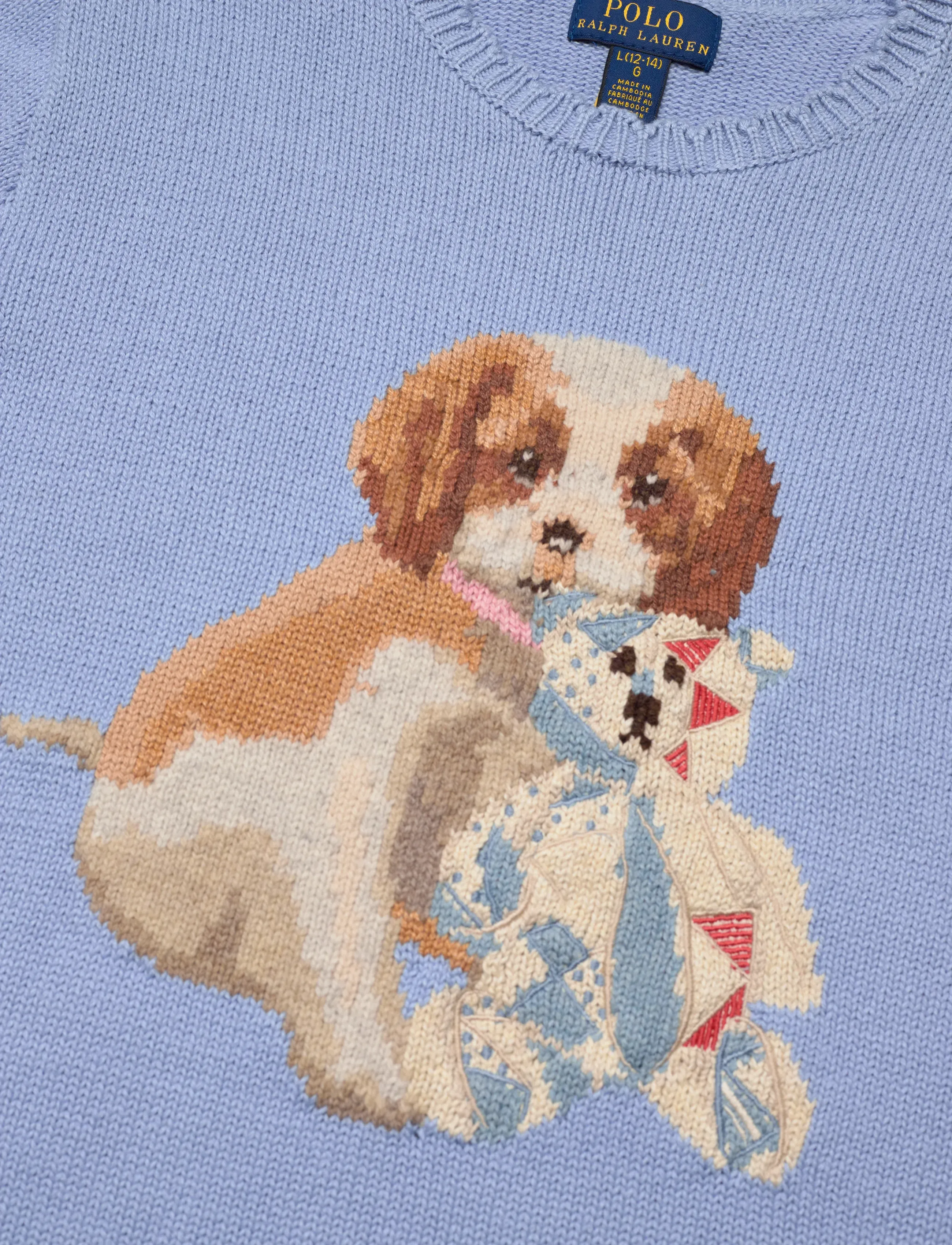 Ralph Lauren Kids - Dog Scalloped Crewneck Sweater - neulepuserot - chambray blue - 2