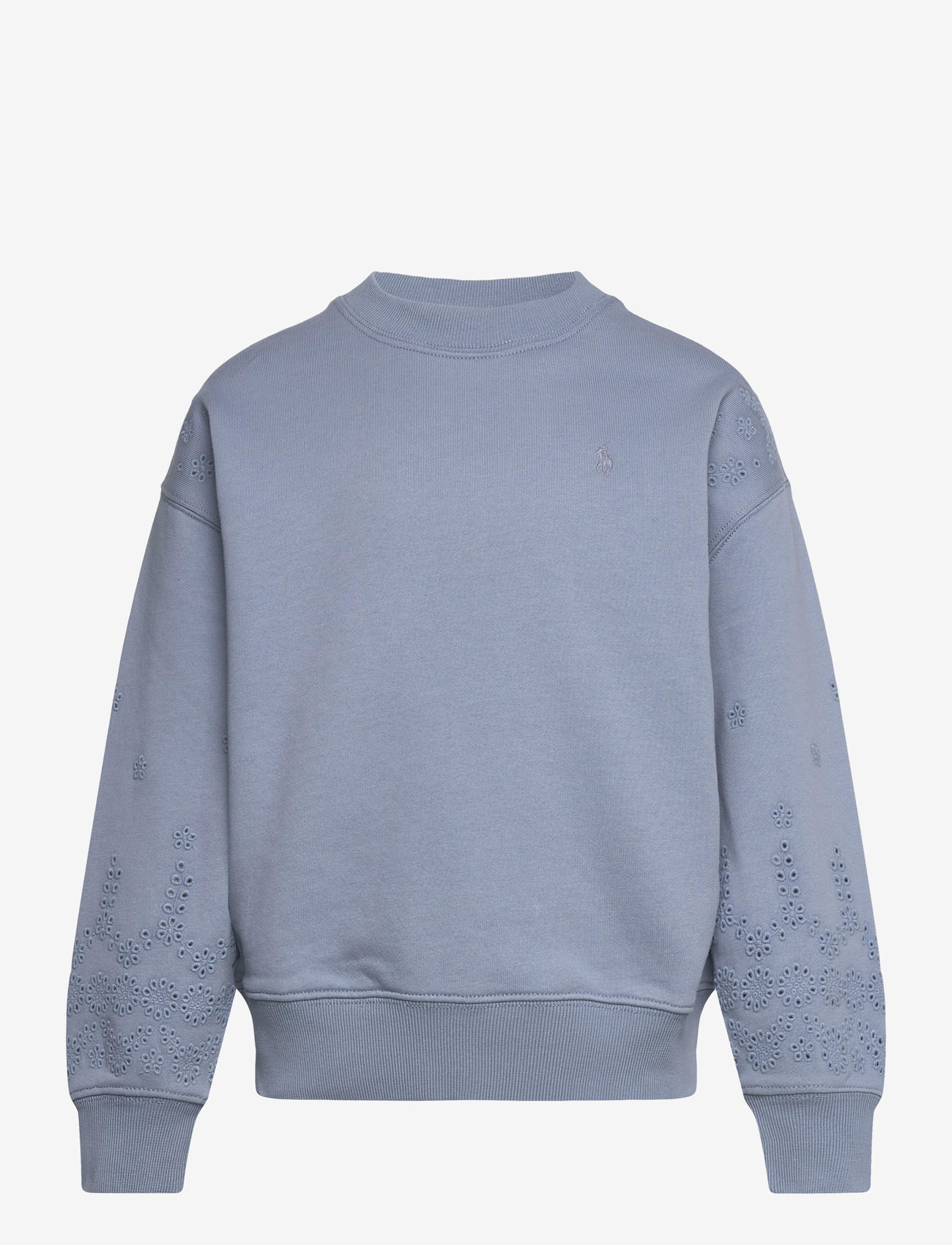 Ralph Lauren Kids - Eyelet French Terry Sweatshirt - sweatshirts - vessel blue - 0