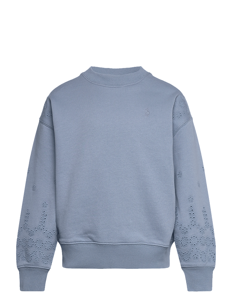 Ralph Lauren Kids - Eyelet French Terry Sweatshirt - sweatshirts - vessel blue - 0