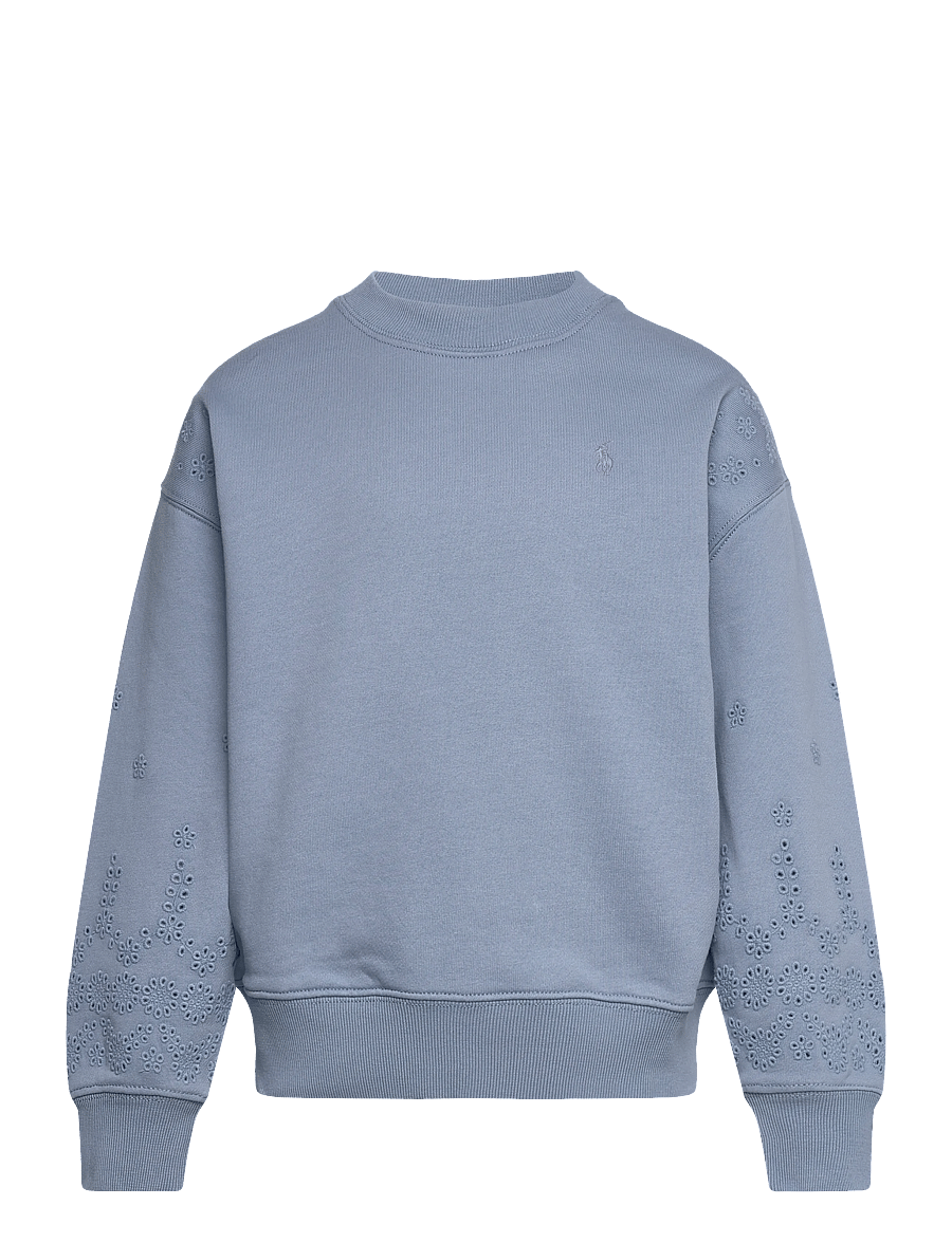 Ralph Lauren Kids - Eyelet French Terry Sweatshirt - sweatshirts - vessel blue - 0