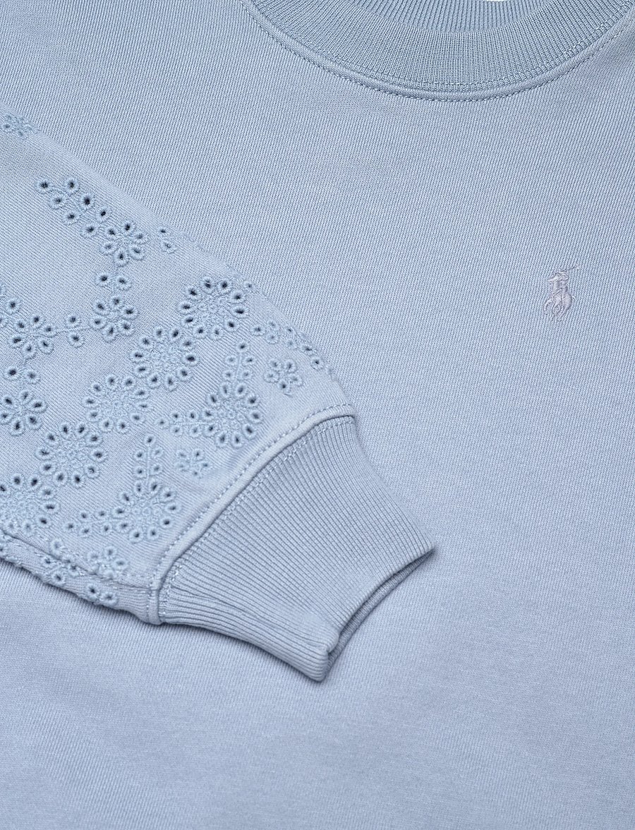 Ralph Lauren Kids - Eyelet French Terry Sweatshirt - sweatshirts - vessel blue - 2