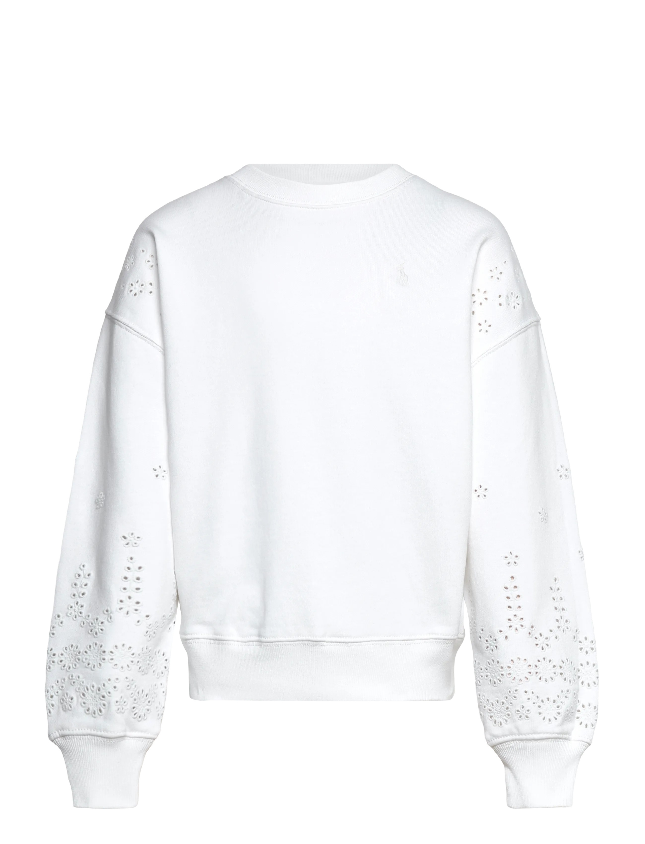 Ralph Lauren Kids Eyelet French Terry Sweatshirt, 142-153, Sweatshirts & Hoodies, Weiß - Sweatshirts, Kinder
