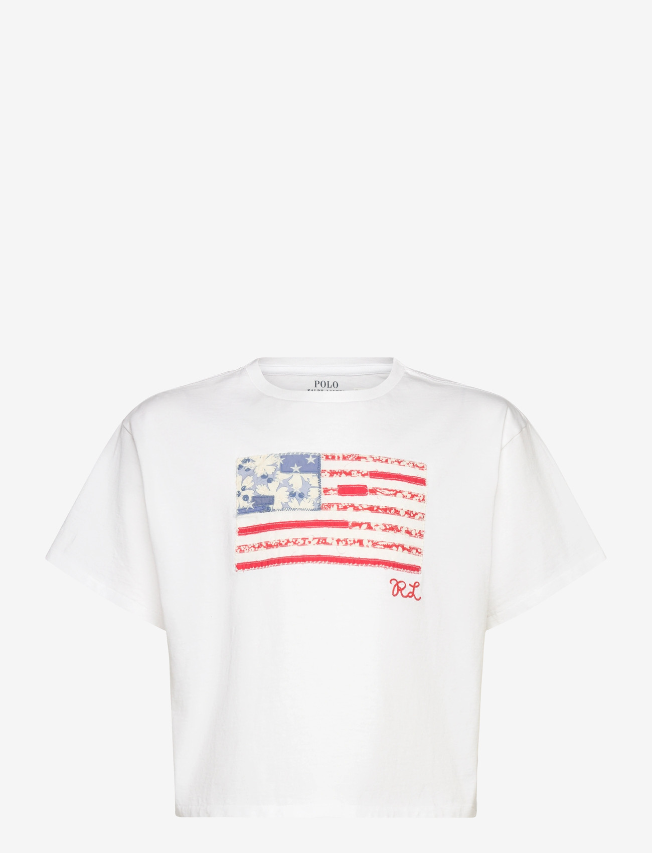 Ralph Lauren Kids - Floral Flag Cotton Jersey Boxy Tee - lühikeste varrukatega t-särgid - white - 0