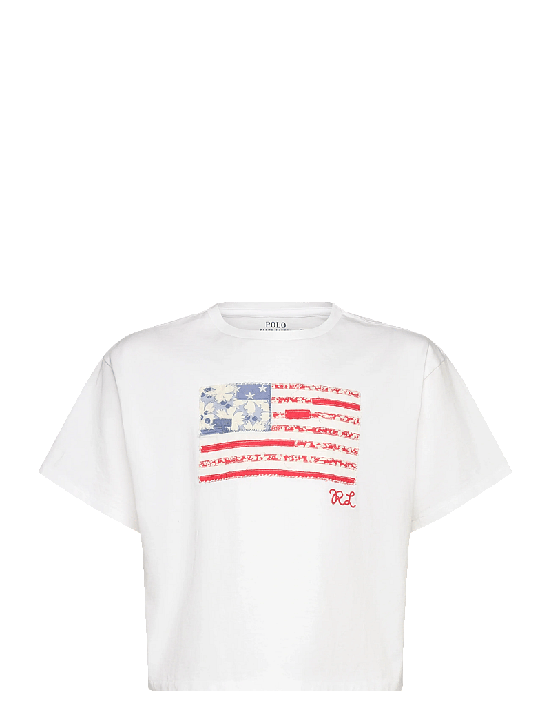 Ralph Lauren Kids - Floral Flag Cotton Jersey Boxy Tee - lühikeste varrukatega t-särgid - white - 0