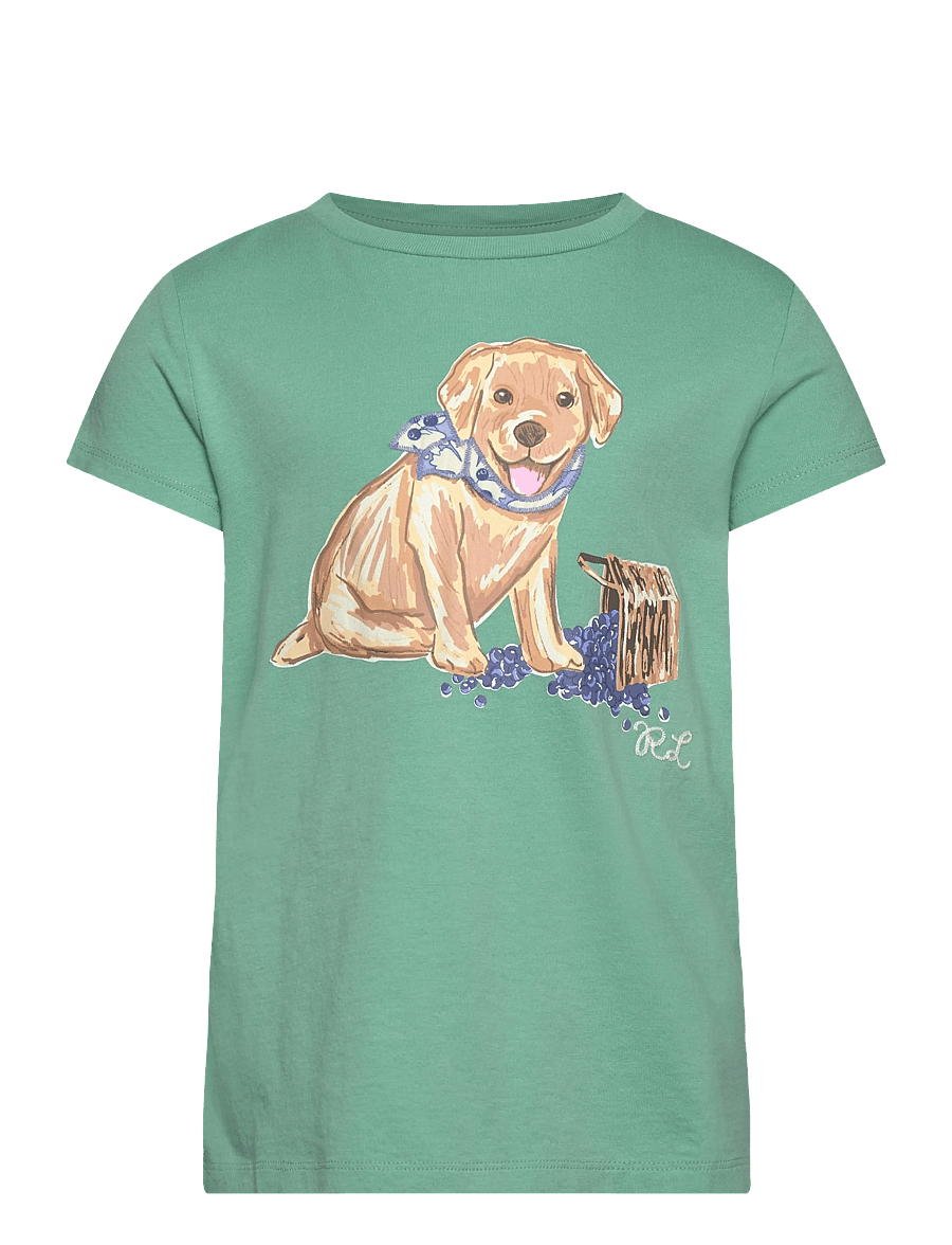 Ralph Lauren Kids - Dog-Print Cotton Jersey Tee - kurzärmelige - celadon - 0