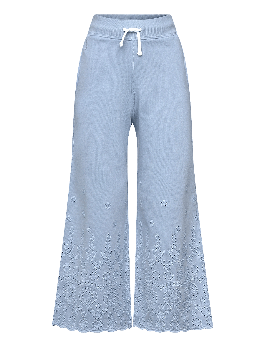 Ralph Lauren Kids - Eyelet French Terry Wide-Leg Sweatpant - mjukisbyxor - vessel blue - 0