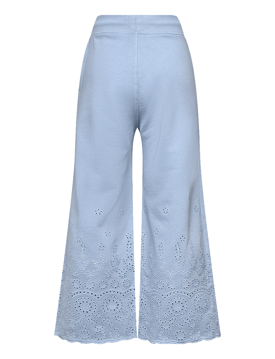 Ralph Lauren Kids - Eyelet French Terry Wide-Leg Sweatpant - mjukisbyxor - vessel blue - 1
