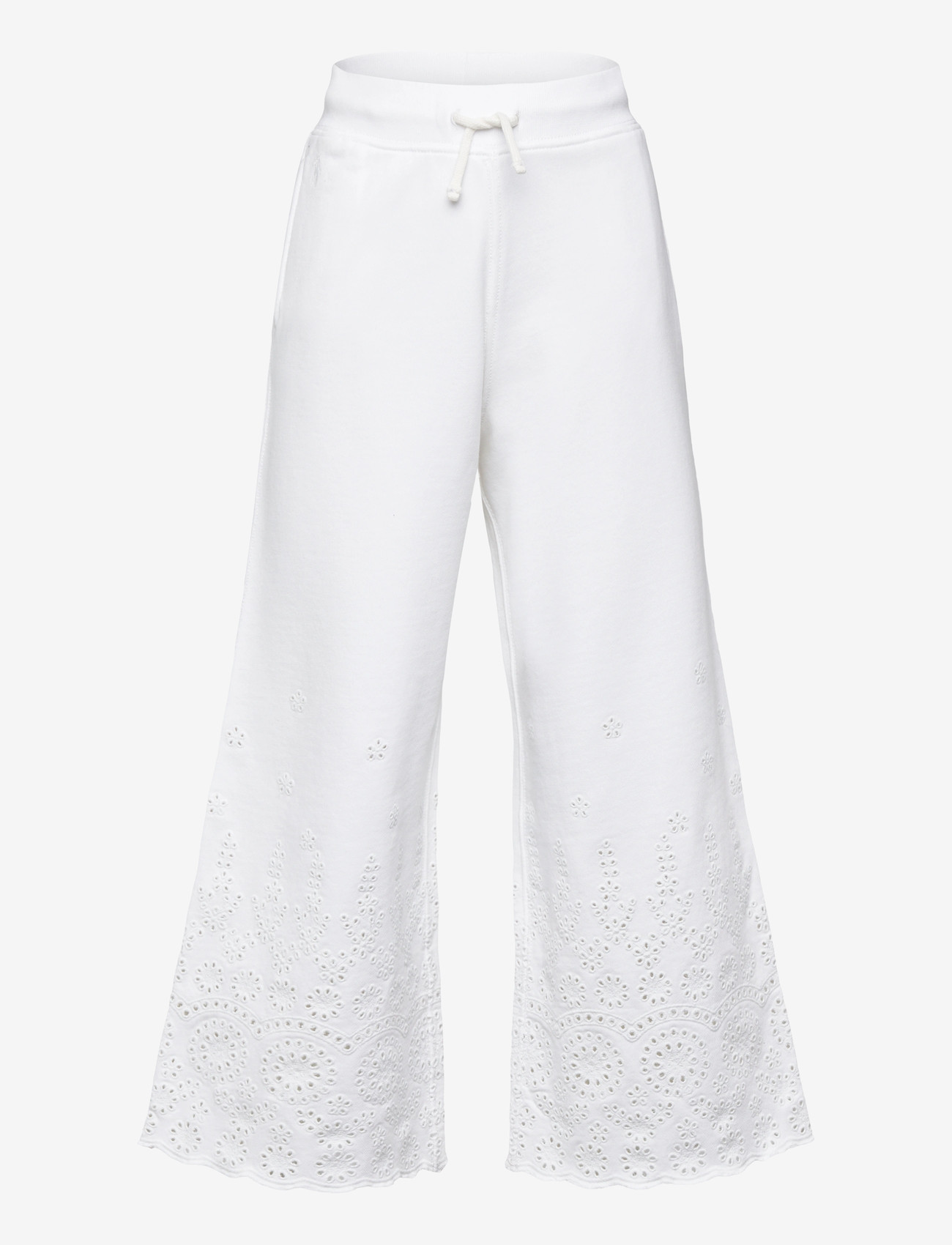 Ralph Lauren Kids - Eyelet French Terry Wide-Leg Sweatpant - mjukisbyxor - white - 0