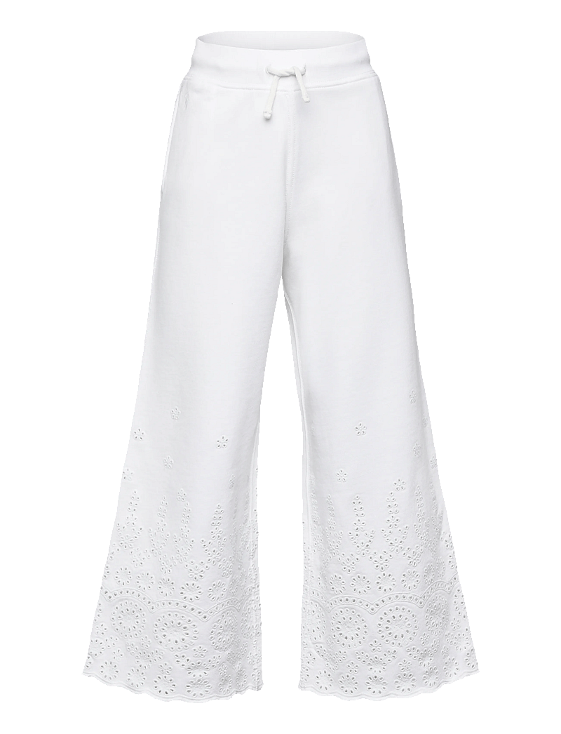 Ralph Lauren Kids - Eyelet French Terry Wide-Leg Sweatpant - mjukisbyxor - white - 0