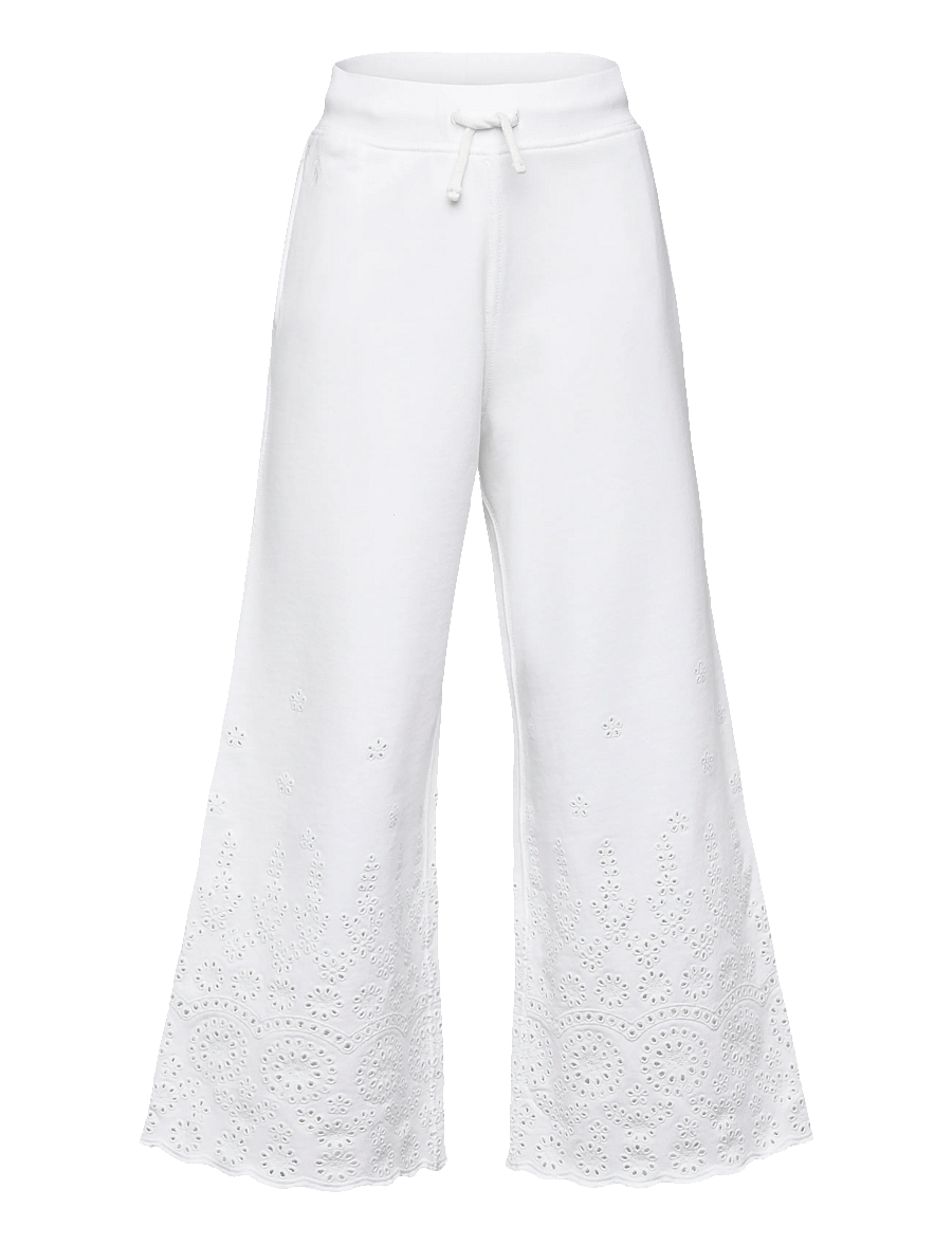 Ralph Lauren Kids - Eyelet French Terry Wide-Leg Sweatpant - joggings - white - 0