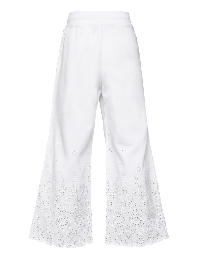 Ralph Lauren Kids - Eyelet French Terry Wide-Leg Sweatpant - mjukisbyxor - white - 1