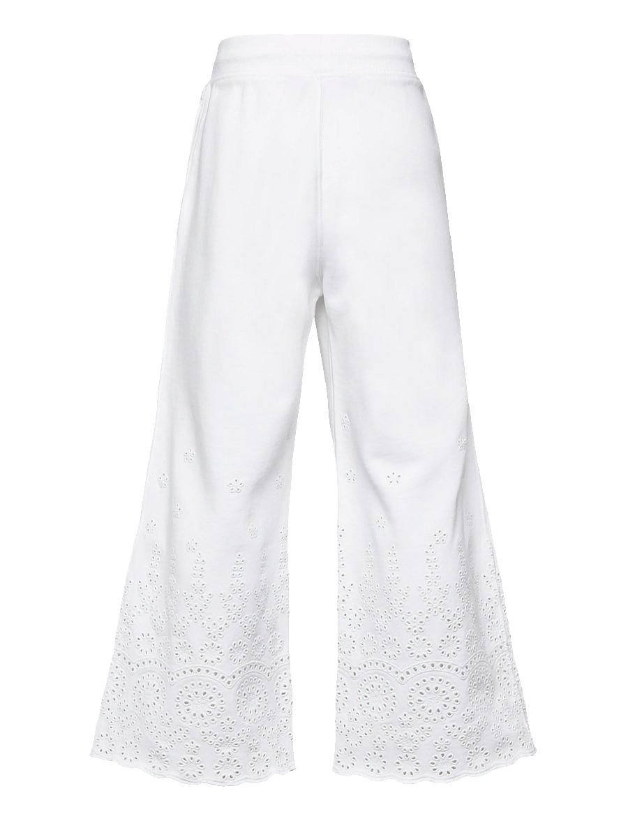Ralph Lauren Kids - Eyelet French Terry Wide-Leg Sweatpant - joggings - white - 1