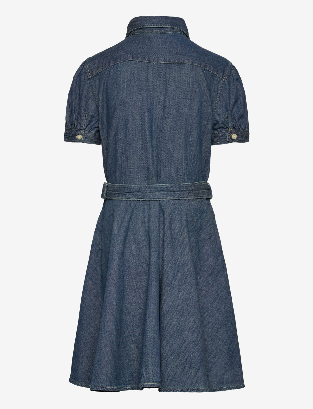 Ralph Lauren Kids - Belted Cotton Denim Shirtdress - lühikeste varrukatega vabaaja kleidid - blaine wash - 1