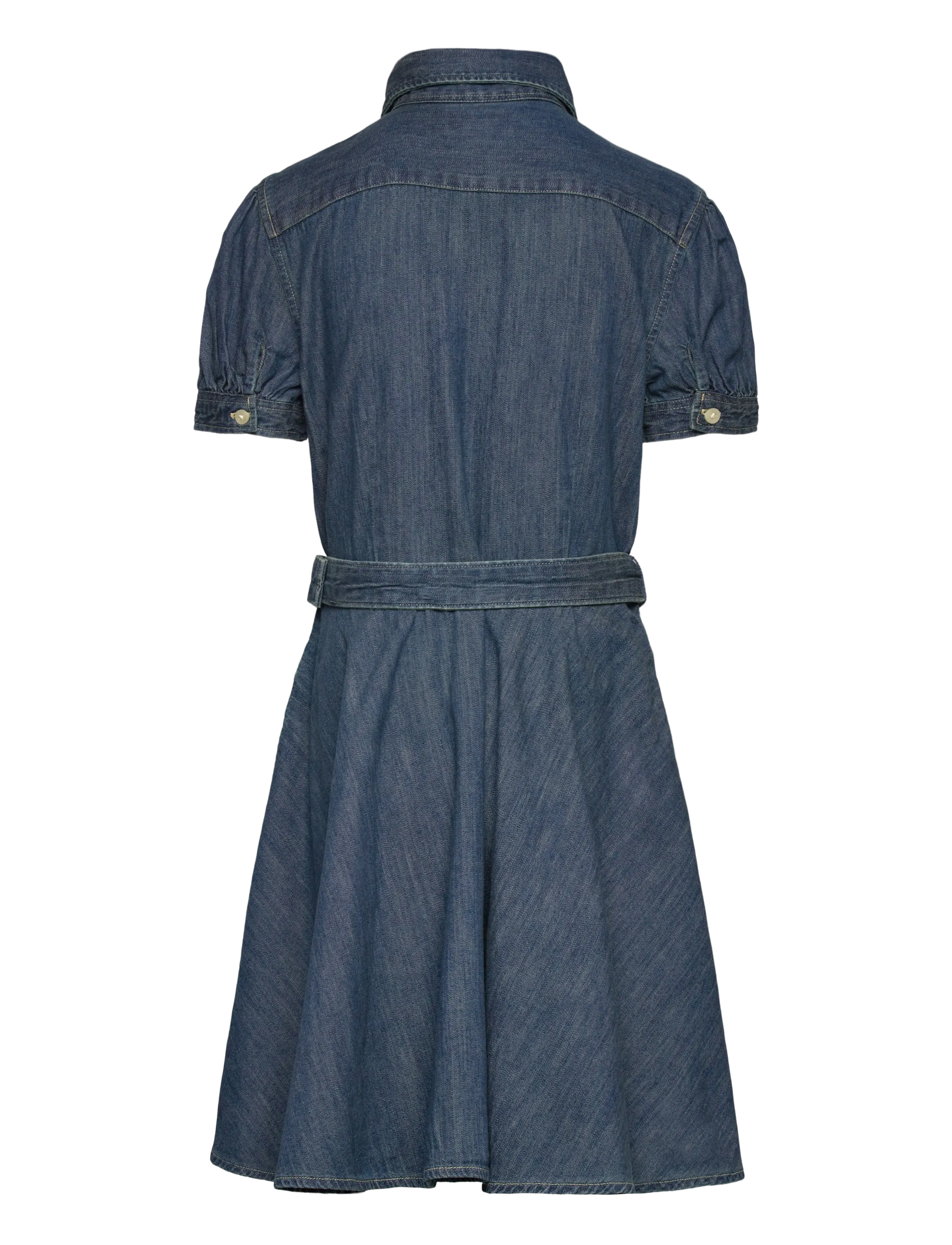 Ralph Lauren Kids - Belted Cotton Denim Shirtdress - kortærmede hverdagskjoler - blaine wash - 1