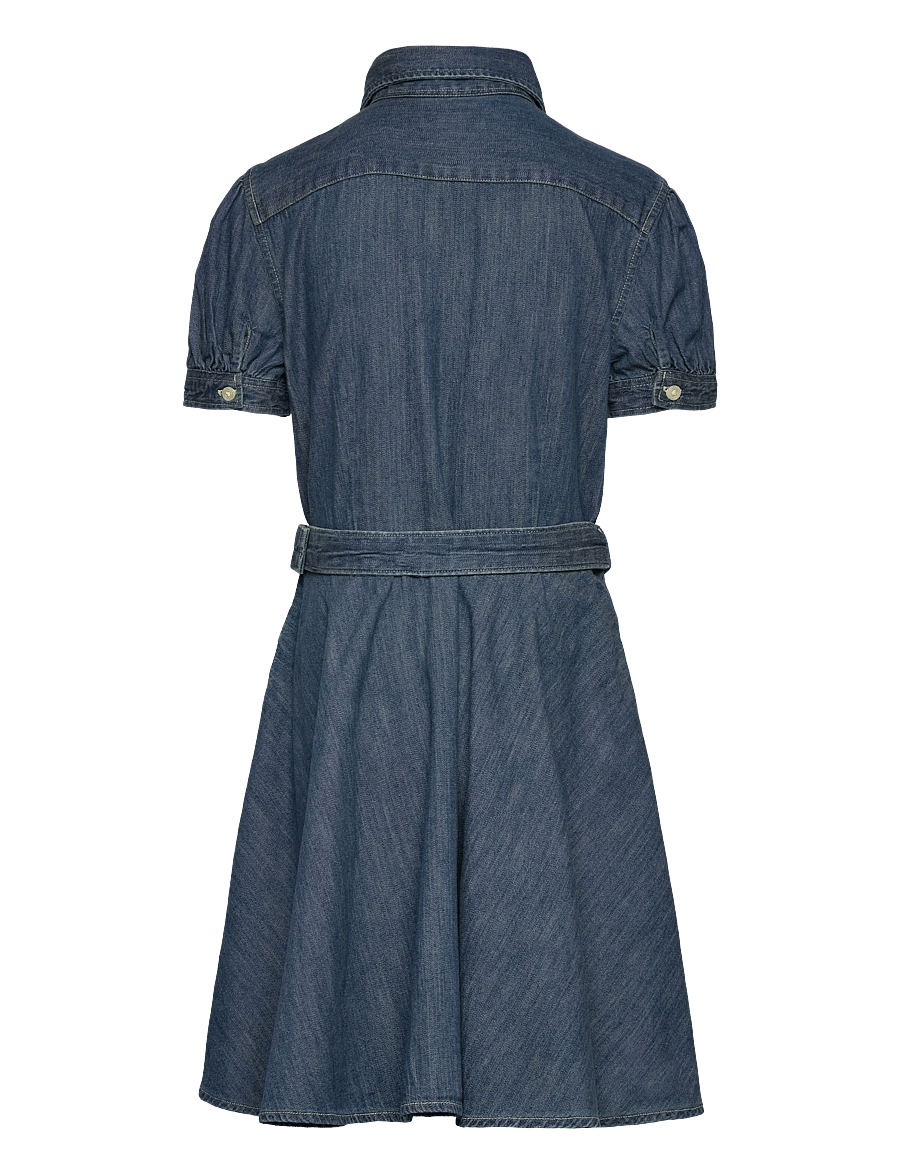 Ralph Lauren Kids - Belted Cotton Denim Shirtdress - robes décontractées à manches courtes - blaine wash - 1