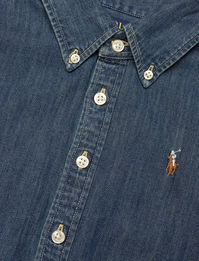 Ralph Lauren Kids - Belted Cotton Denim Shirtdress - lühikeste varrukatega vabaaja kleidid - blaine wash - 2