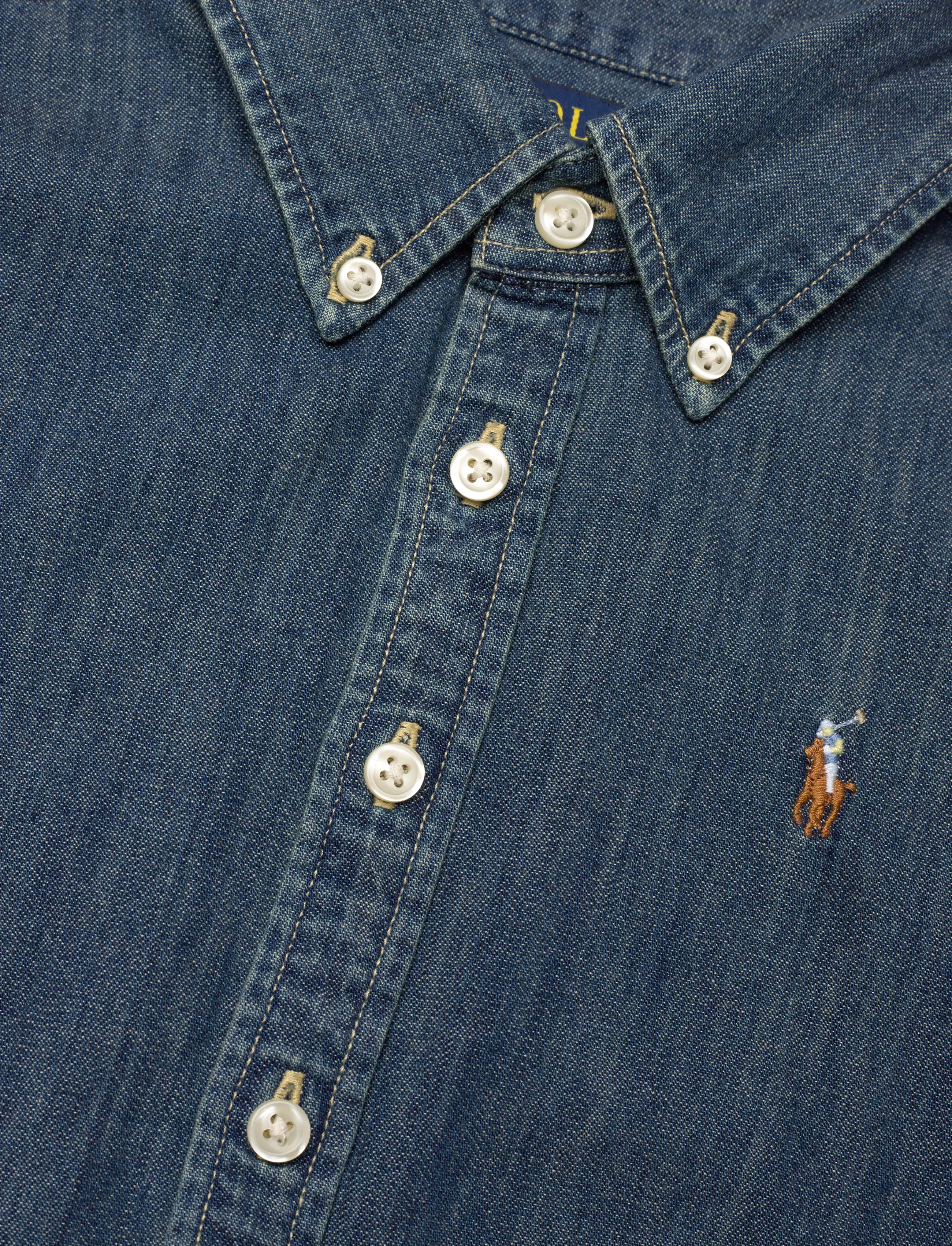 Ralph Lauren Kids - Belted Cotton Denim Shirtdress - kortærmede hverdagskjoler - blaine wash - 2