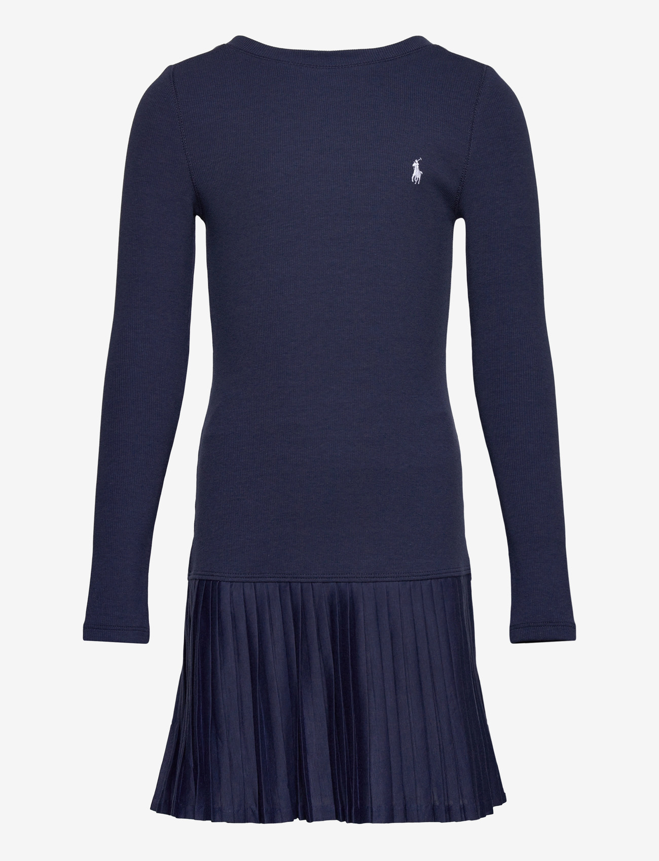 Ralph Lauren Kids - Pleated-Skirt Ribbed Dress - long-sleeved casual dresses - newport navy - 0