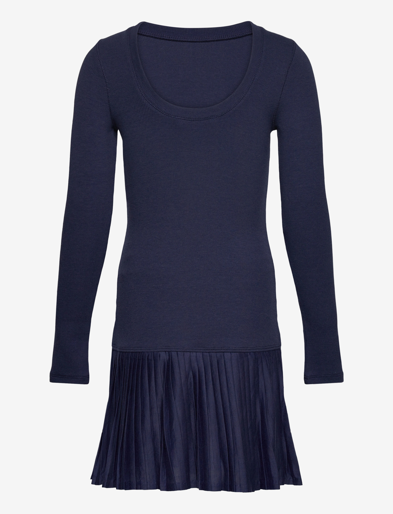 Ralph Lauren Kids - Pleated-Skirt Ribbed Dress - long-sleeved casual dresses - newport navy - 1