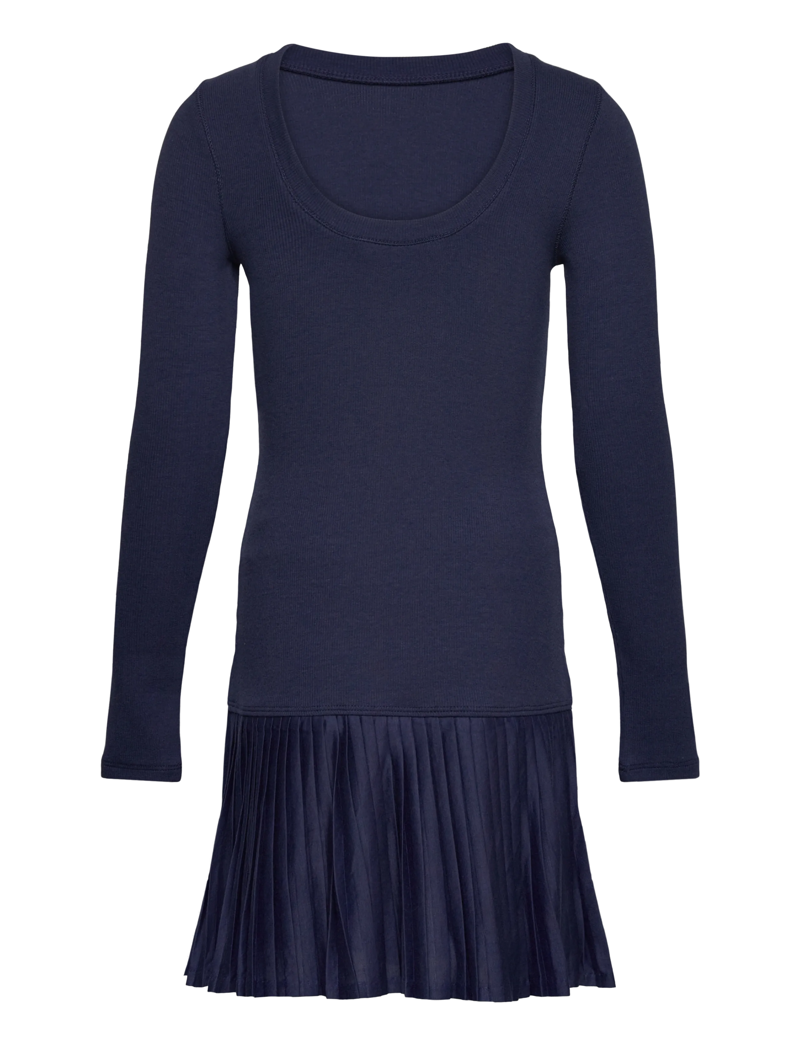 Ralph Lauren Kids - Pleated-Skirt Ribbed Dress - long-sleeved casual dresses - newport navy - 1