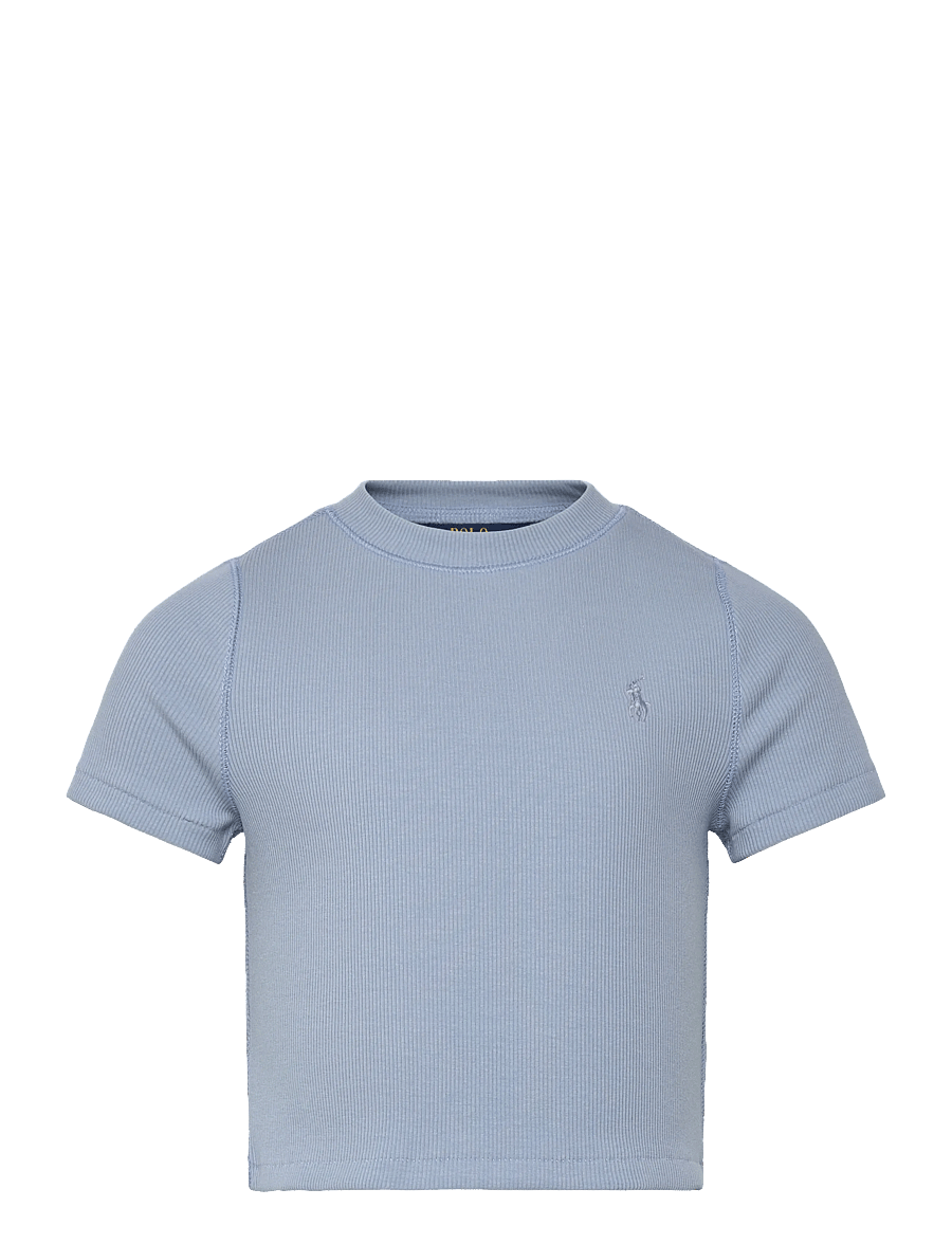 Ralph Lauren Kids - Ribbed Boxy Tee - kurzärmelige - vessel blue - 0