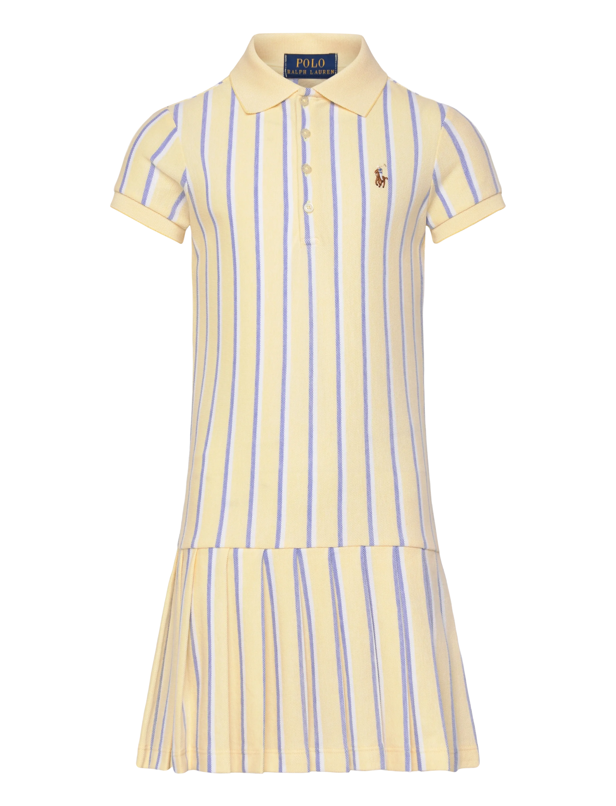 Ralph Lauren Kids Striped Oxford Mesh Polo Dress, 154-158, Casual Dresses, Gelb - Short-sleeved Kinder