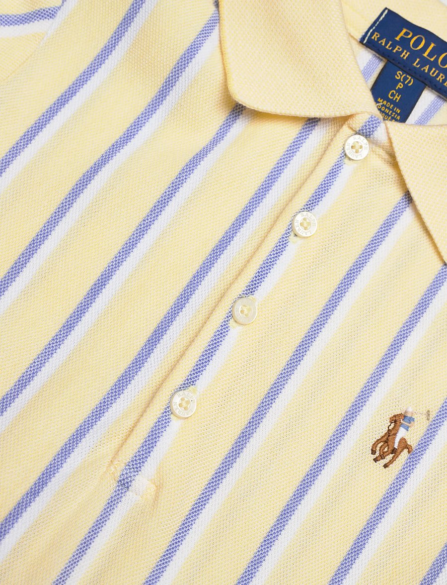 Ralph Lauren Kids - Striped Oxford Mesh Polo Dress - wicket yellow mul - 2