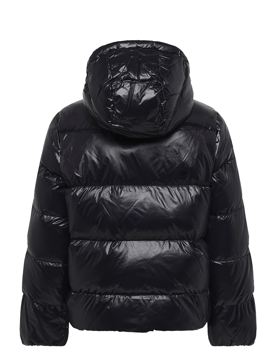 Ralph Lauren Kids - Glossy Down Hooded Jacket - daunen- und steppjacken - polo black w/ whi - 1