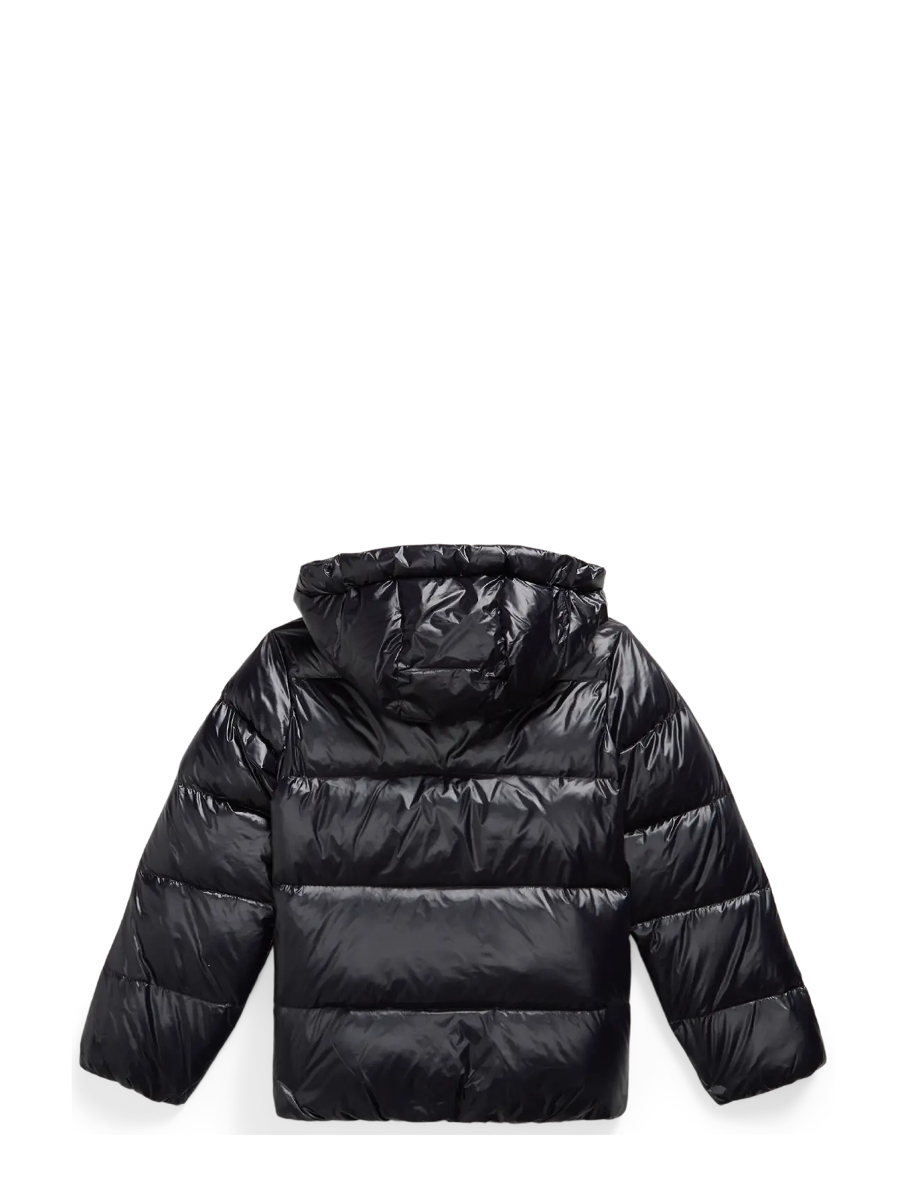 Ralph Lauren Kids - Glossy Down Hooded Jacket - daunen- und steppjacken - polo black w/ whi - 1