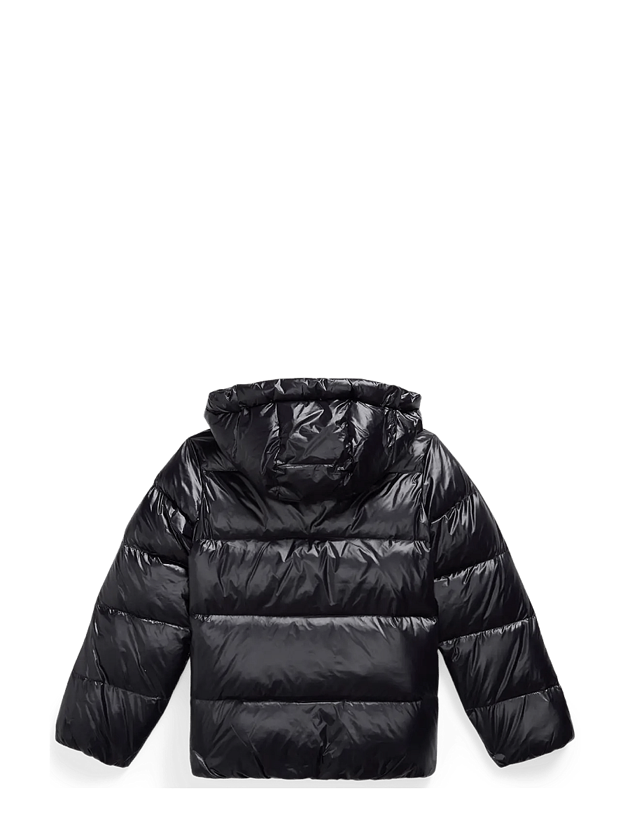 Ralph Lauren Kids - Glossy Down Hooded Jacket - daunen- und steppjacken - polo black w/ whi - 1