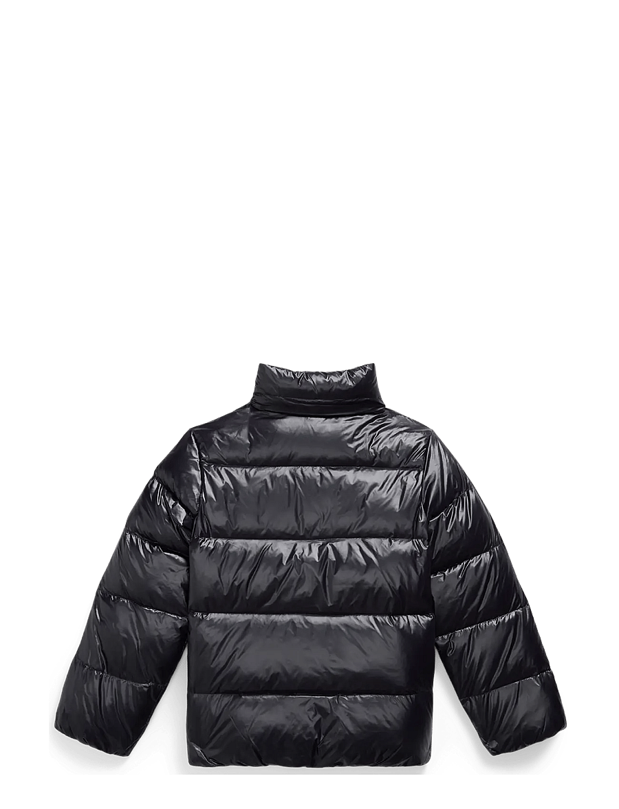 Ralph Lauren Kids - Glossy Down Hooded Jacket - daunen- und steppjacken - polo black w/ whi - 2