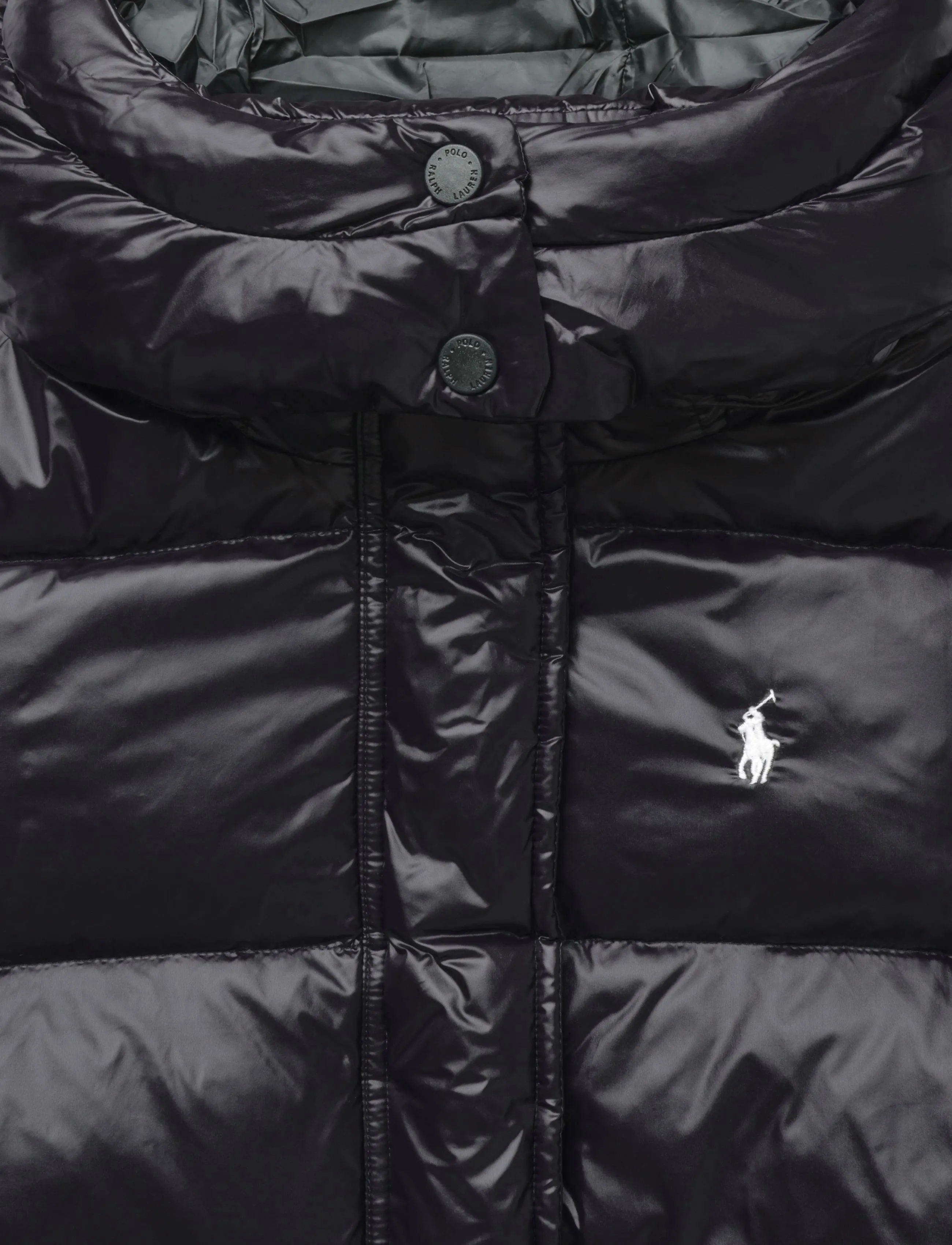 Ralph Lauren Kids - Glossy Down Hooded Jacket - daunen- und steppjacken - polo black w/ whi - 2