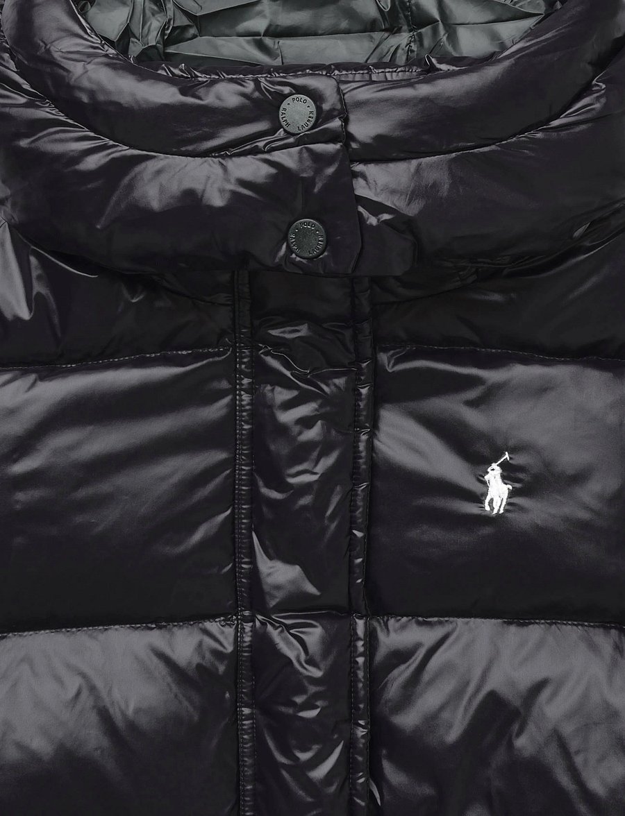 Ralph Lauren Kids - Glossy Down Hooded Jacket - daunen- und steppjacken - polo black w/ whi - 2