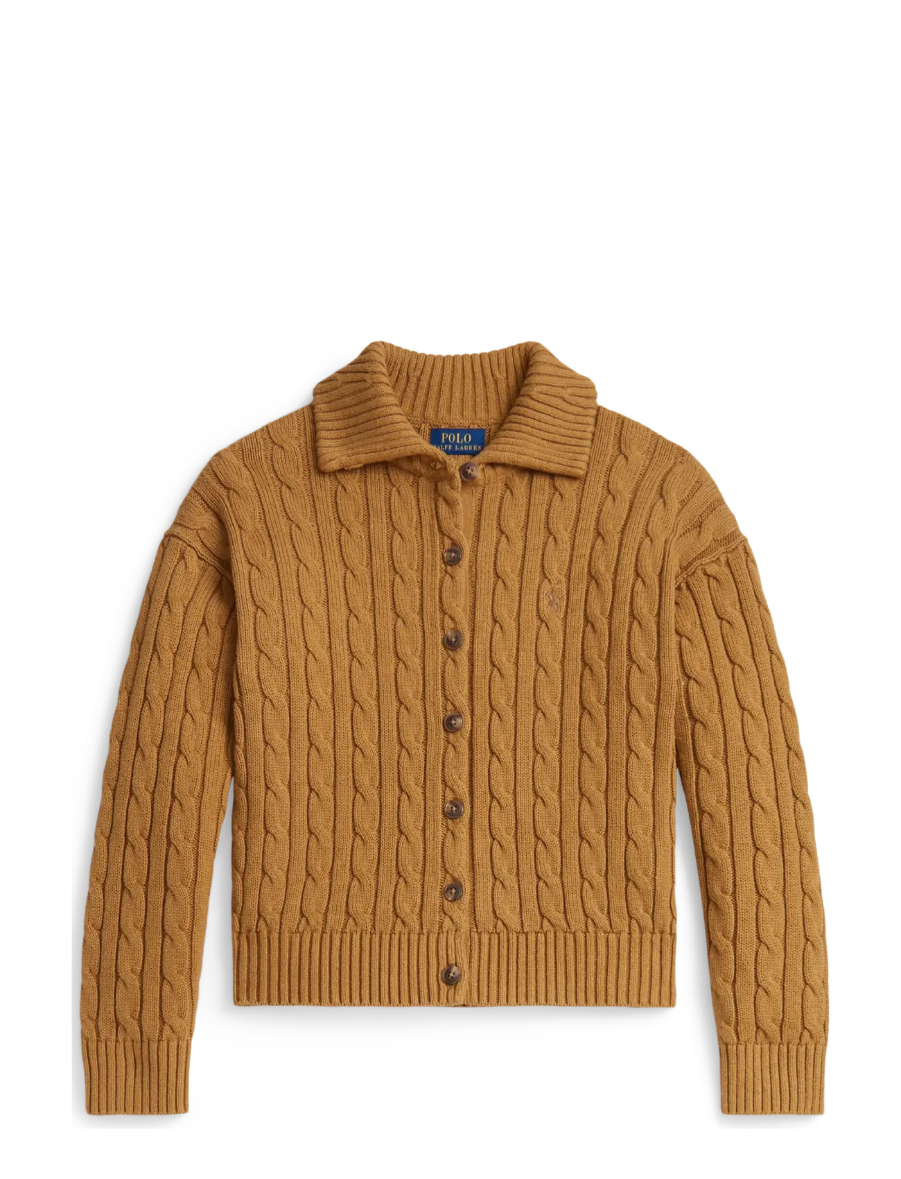 Ralph Lauren Kids Cable-Knit Collared Cardigan - Jackets - BERKSHIRE TAN / brown