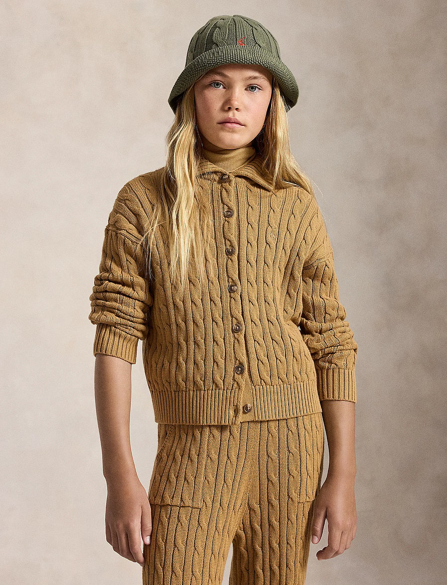 Ralph Lauren Kids - Cable-Knit Collared Cardigan - lette jakker - berkshire tan - 0