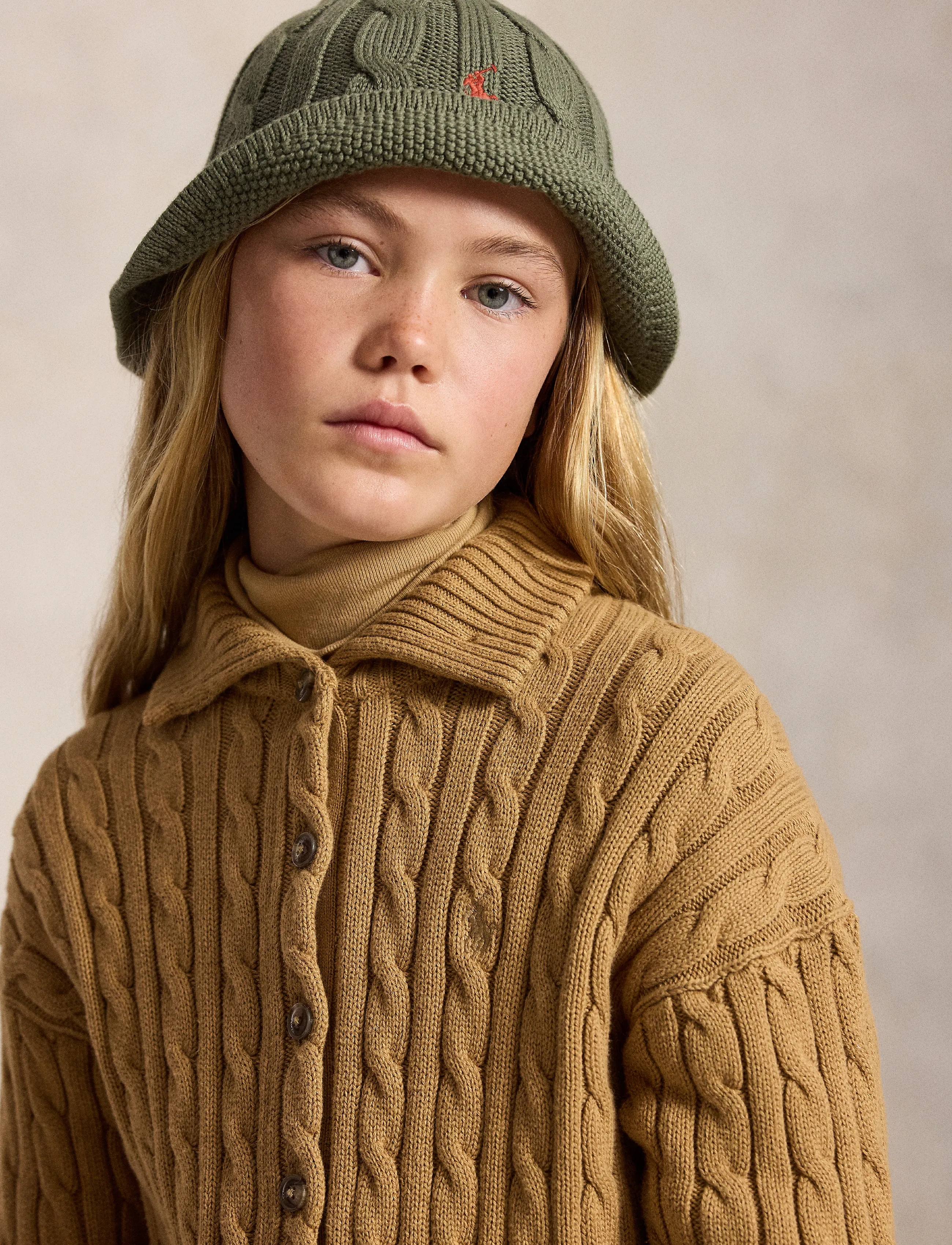 Ralph Lauren Kids - Cable-Knit Collared Cardigan - light jackets - berkshire tan - 3