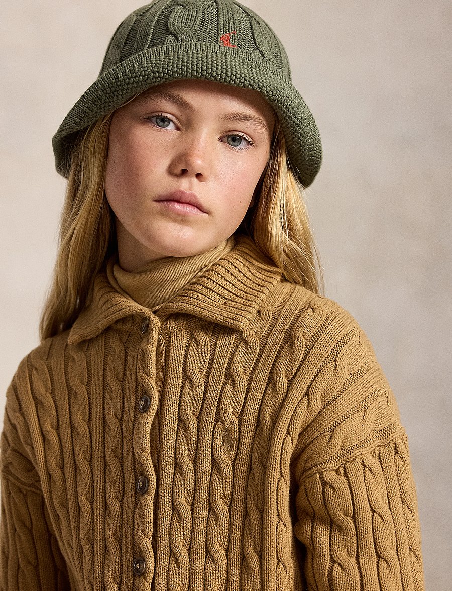 Ralph Lauren Kids - Cable-Knit Collared Cardigan - lette jakker - berkshire tan - 3