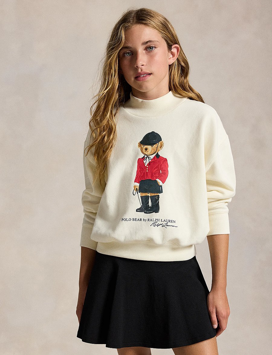 Ralph Lauren Kids - Polo Bear Fleece Boxy Sweatshirt - sweatshirts - clubhouse cream - 0