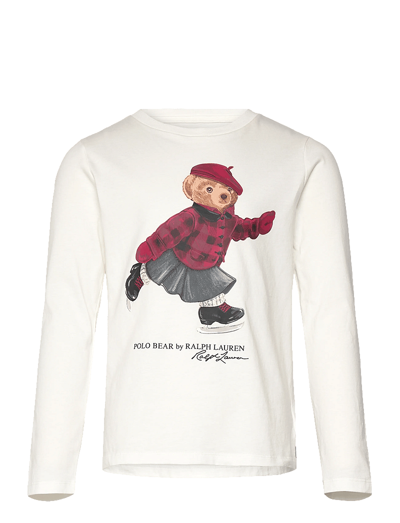 Ralph Lauren Kids - Polo Bear Cotton Long-Sleeve Tee - langærmede t-shirts - trophy cream - 0