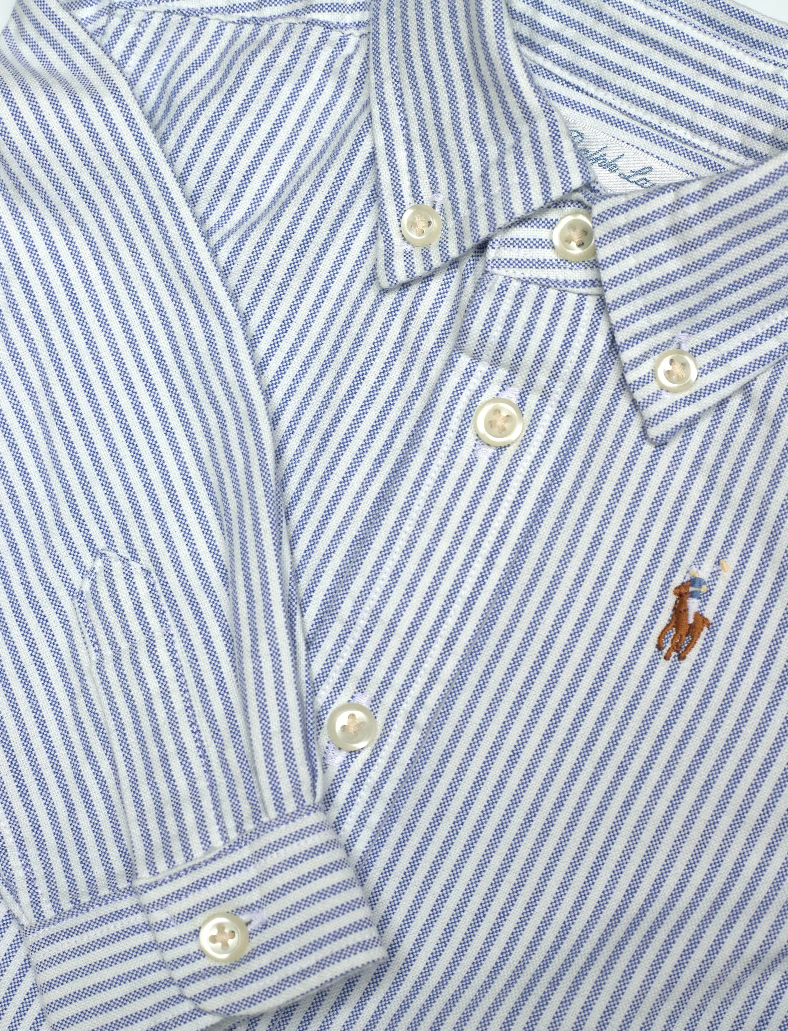 Ralph Lauren Kids - Striped Cotton Oxford Shirt - langärmlige hemden - lt blue stripe - 2