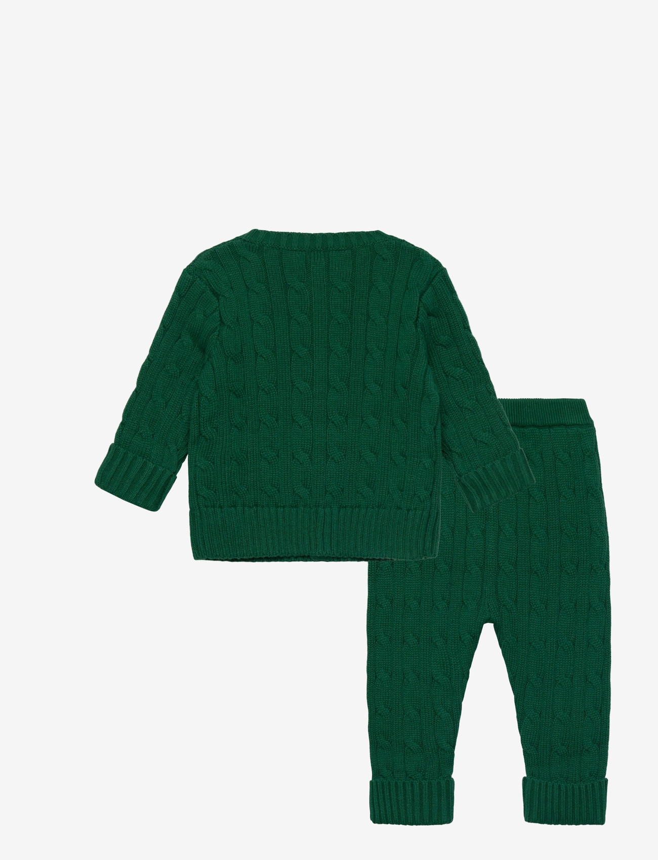 Ralph Lauren Kids - Cable-Knit Cotton Cardigan & Pant Set - cardigans - kelly green - 1