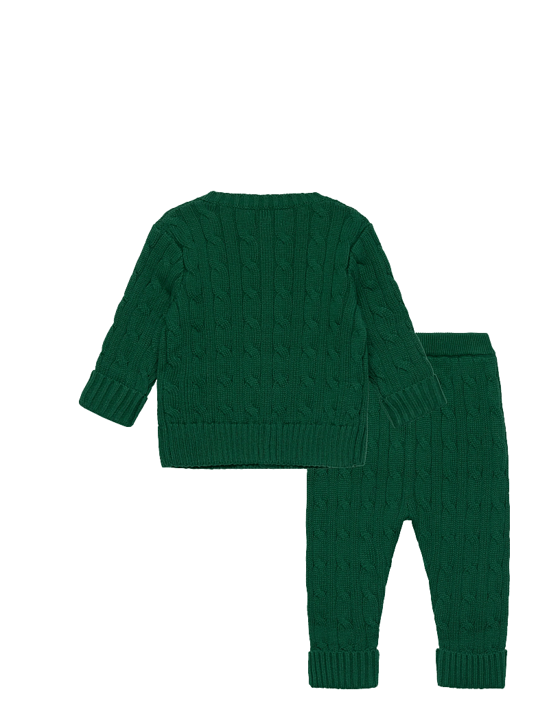 Ralph Lauren Kids - Cable-Knit Cotton Cardigan & Pant Set - cardigans - kelly green - 1