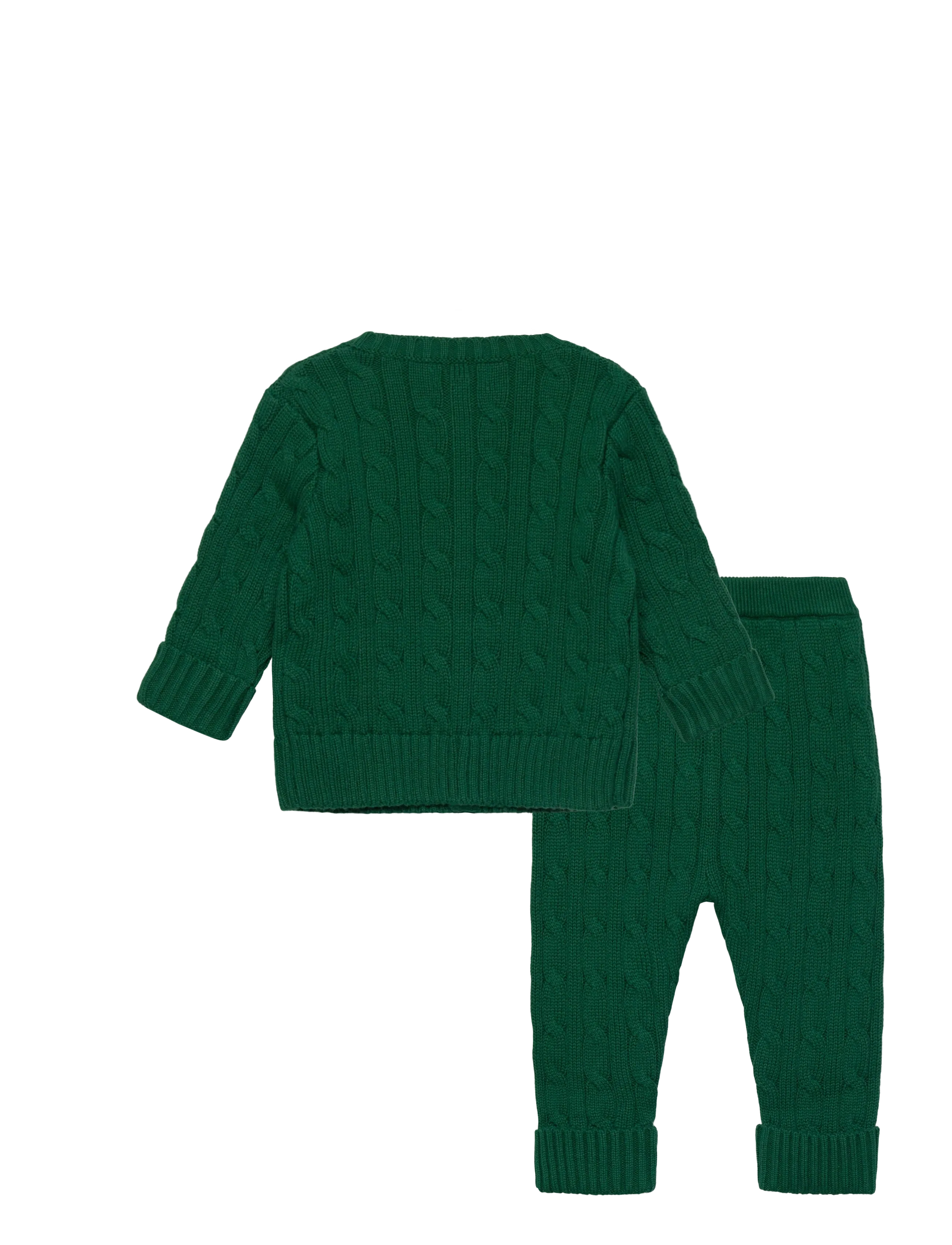 Ralph Lauren Kids - Cable-Knit Cotton Cardigan & Pant Set - kelly green - 1