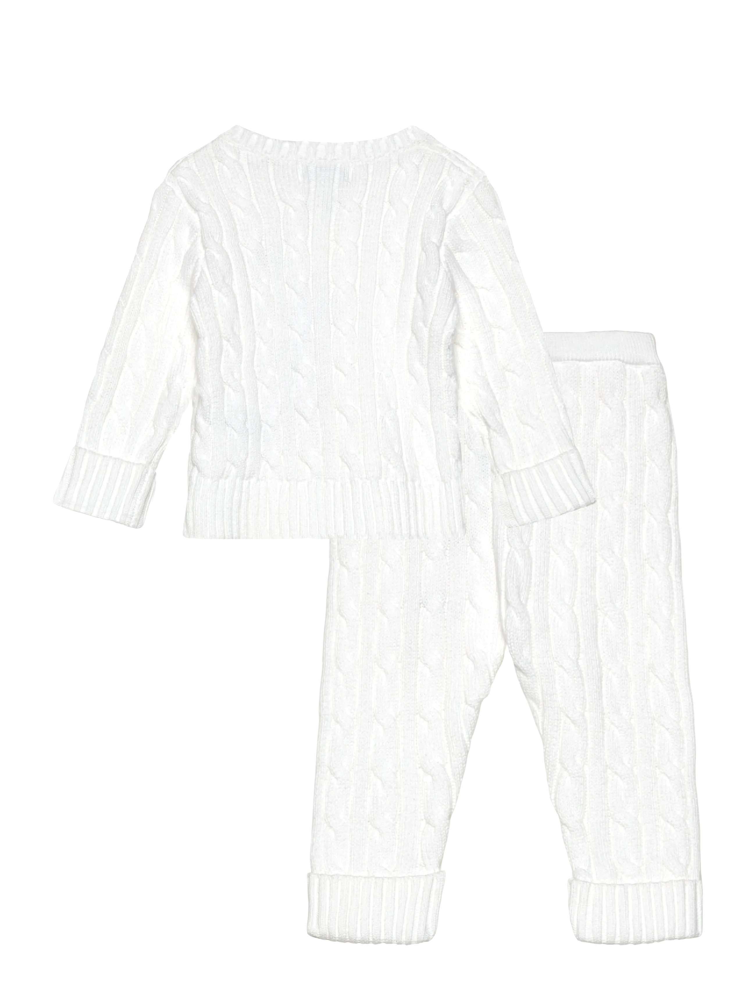 Ralph Lauren Kids - Cable-Knit Cotton Cardigan & Pant Set - white - 1