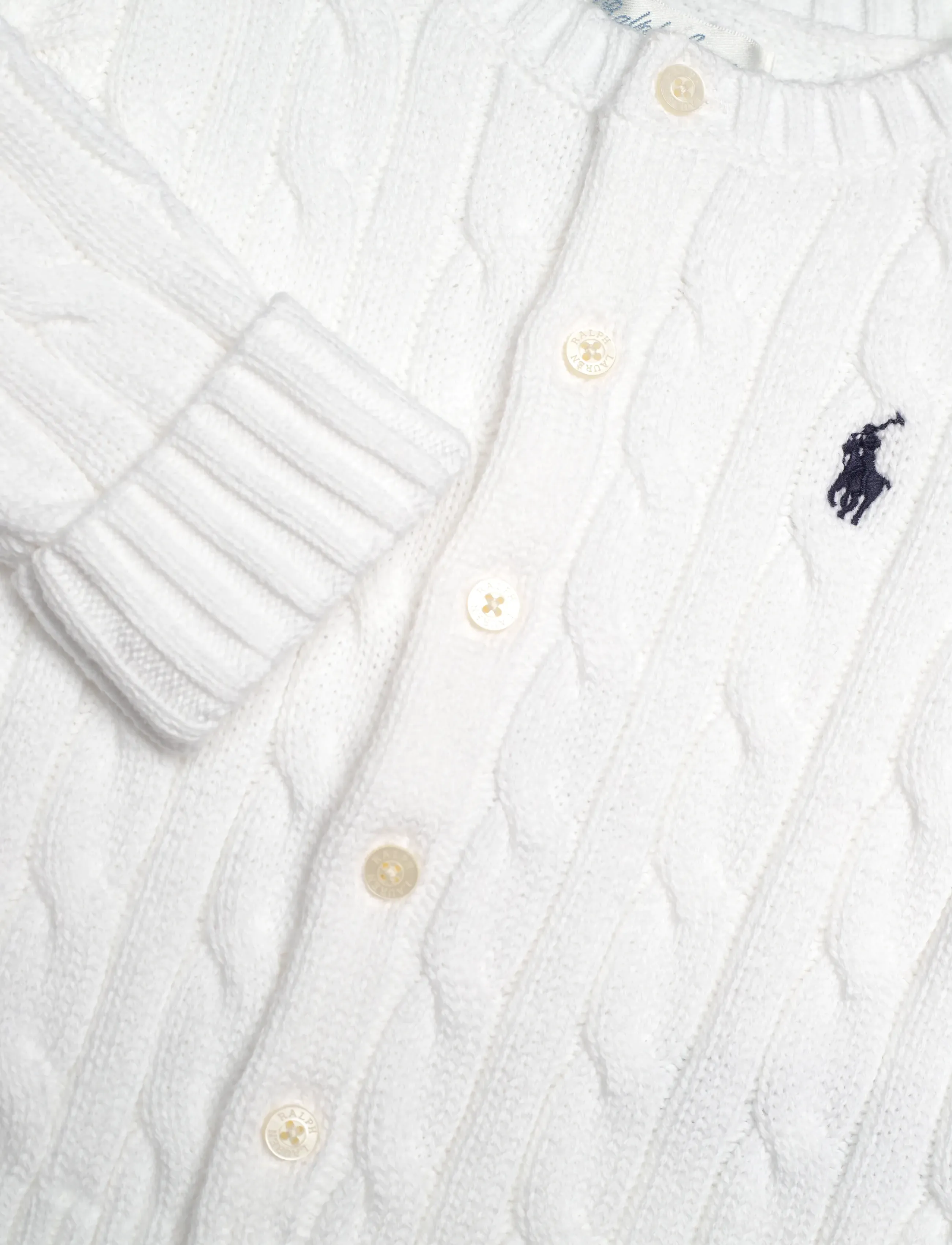 Ralph Lauren Kids - Cable-Knit Cotton Cardigan & Pant Set - white - 2