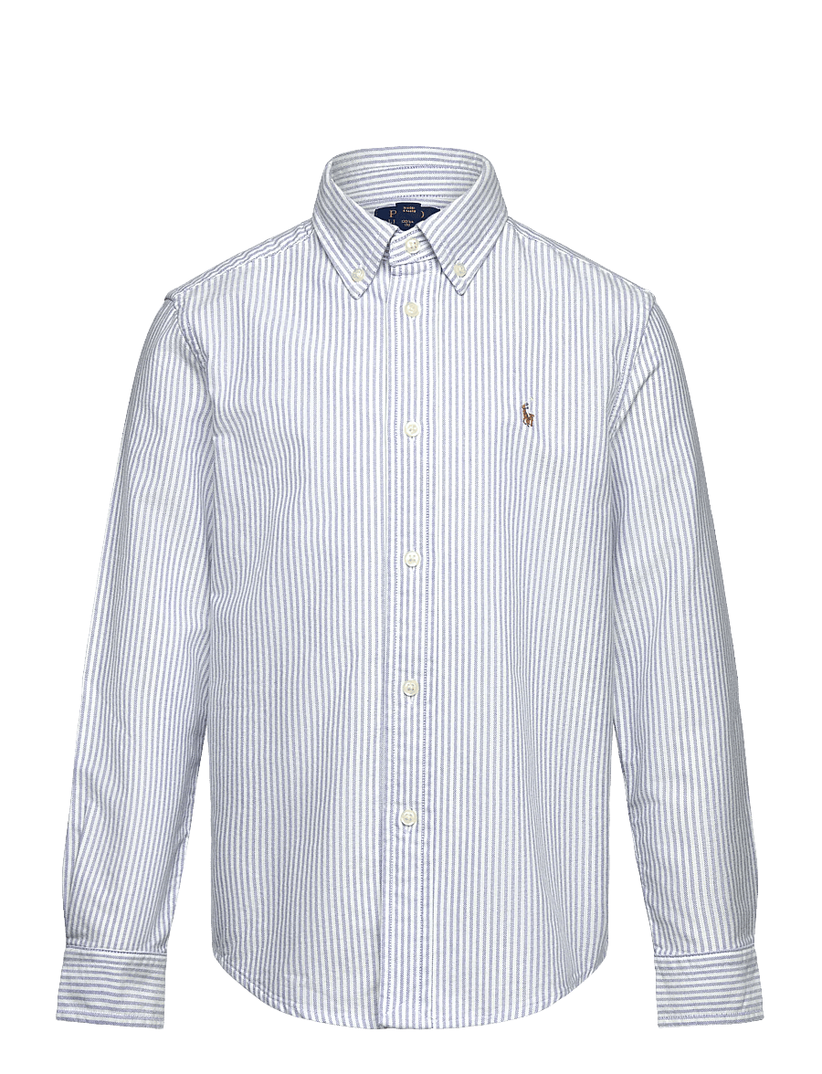 Ralph Lauren Kids - Striped Cotton Oxford Shirt - langärmlige hemden - lt blue stripe - 0