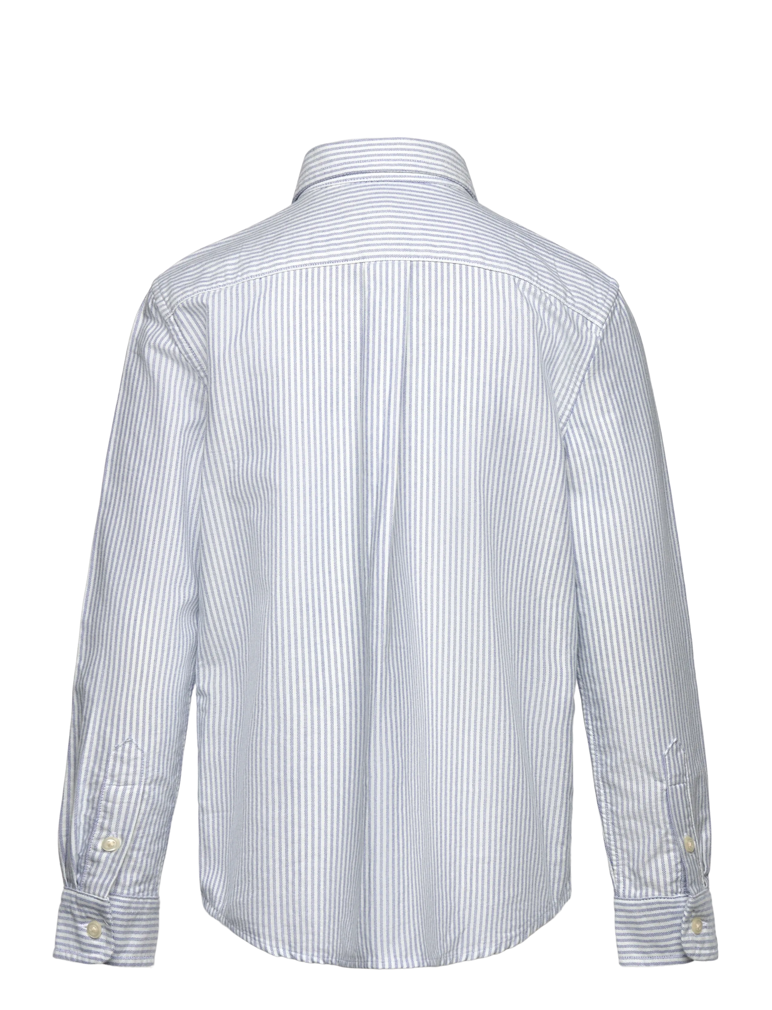 Ralph Lauren Kids - Striped Cotton Oxford Shirt - långärmade skjortor - lt blue stripe - 1