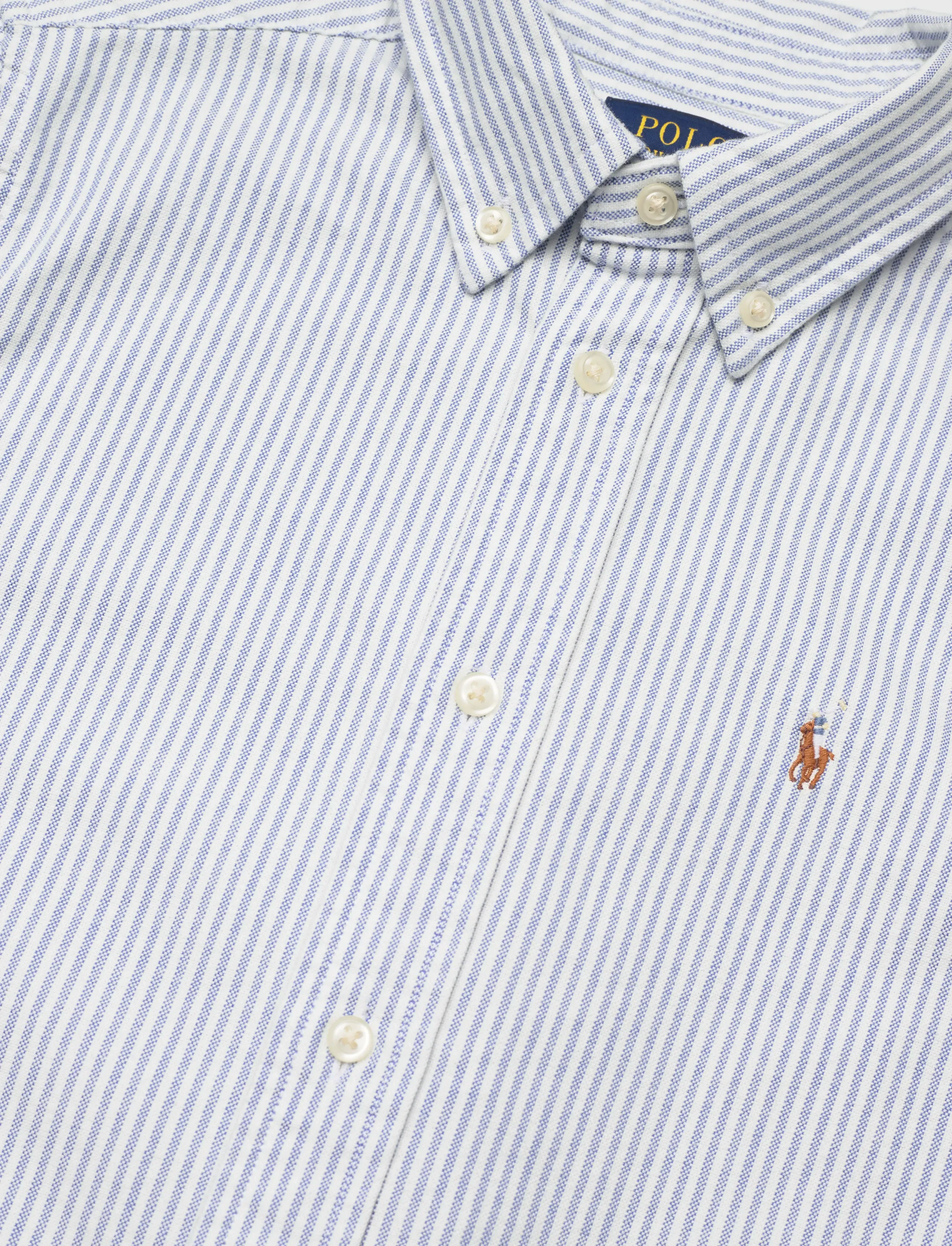 Ralph Lauren Kids - Striped Cotton Oxford Shirt - långärmade skjortor - lt blue stripe - 2