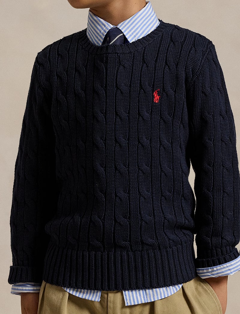Ralph Lauren Kids - Cable-Knit Cotton Sweater - stickade tröjor - rl navy/c3807 - 3