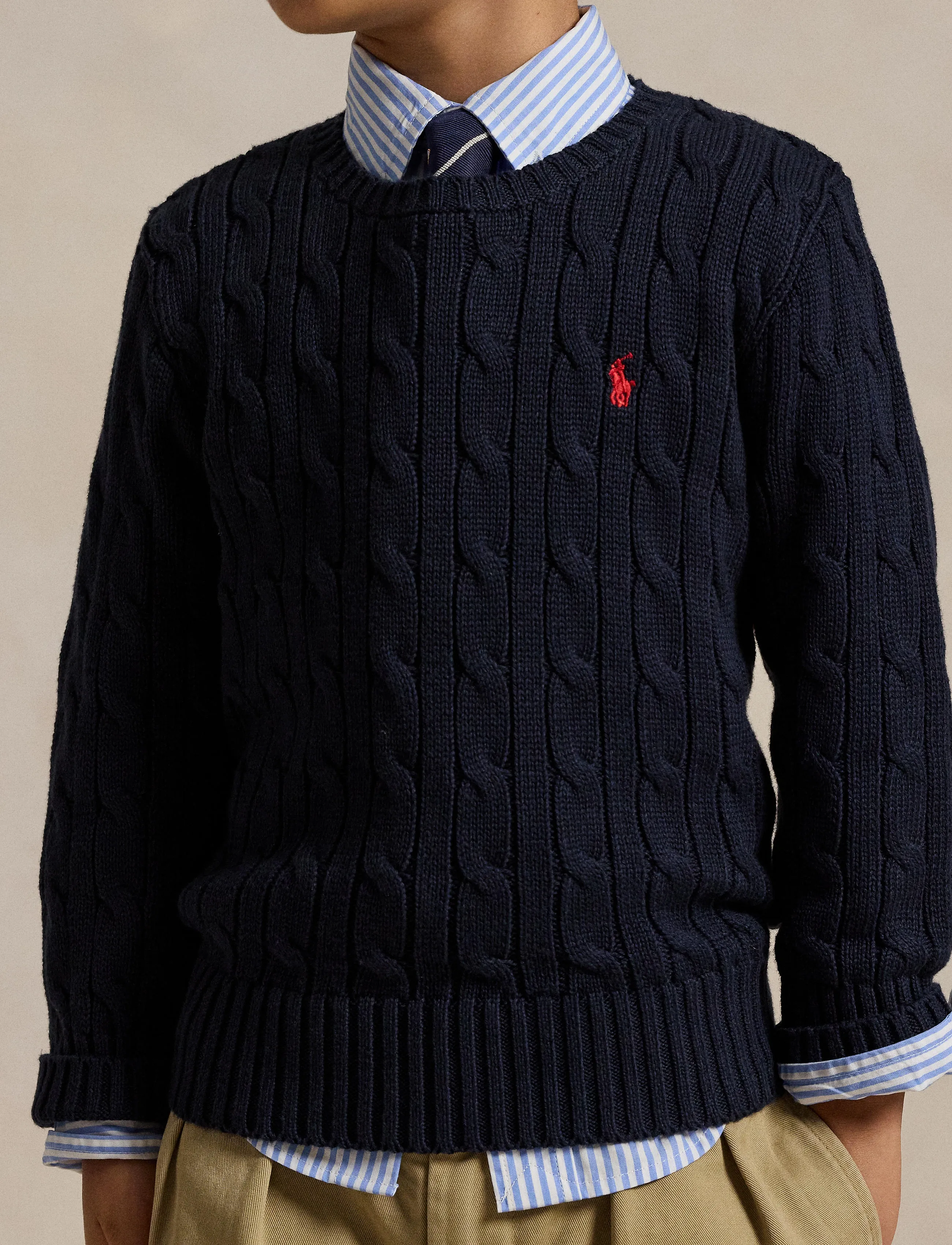 Ralph Lauren Kids - COMBED COTTON-LS CABLE CN-TP-SWT - trøjer - rl navy/c3807 - 3